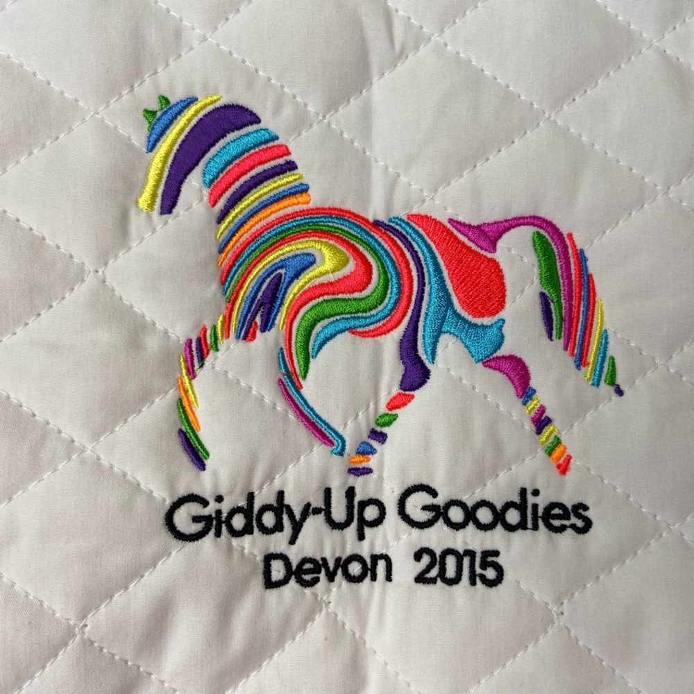 Baby Saddle Pad Quilted White with Colorful Embroidered Horse Tuff Rider New